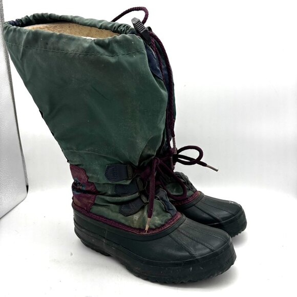 Vintage Sorel Winter Snow Boots 5 Green Waterproof Insulated Outdoor Heavy Wear - Picture 1 of 9